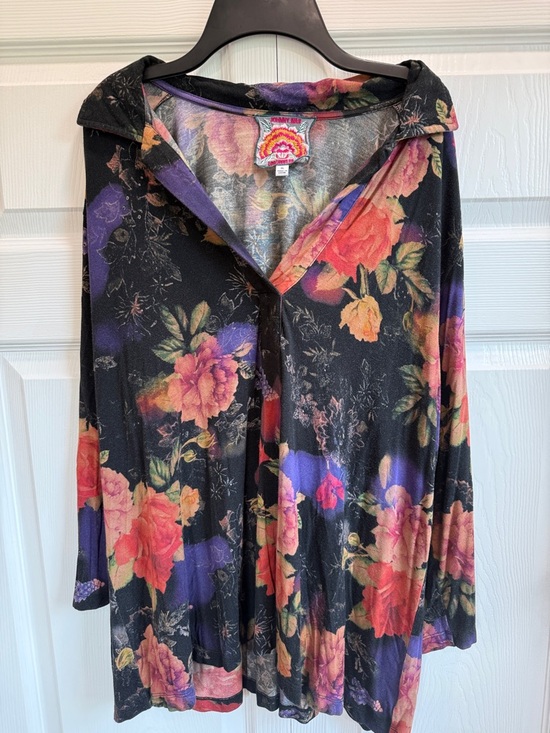 Johnny Was Tops - Johnny Was Bossa Nova 3/4 Sleeve Swing Polo shirt Size XL Floral Relaxed Fit